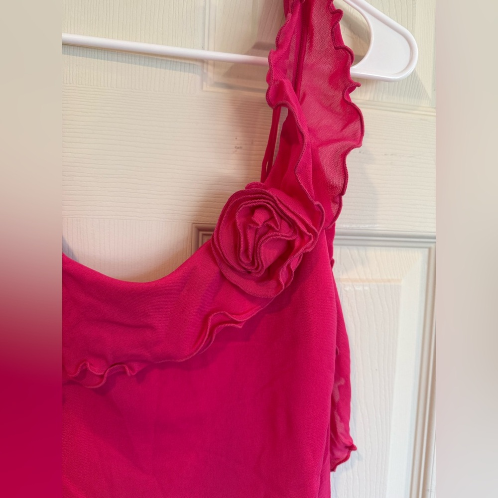 NWOT Ruffled Mesh Top - Picture 5 of 6